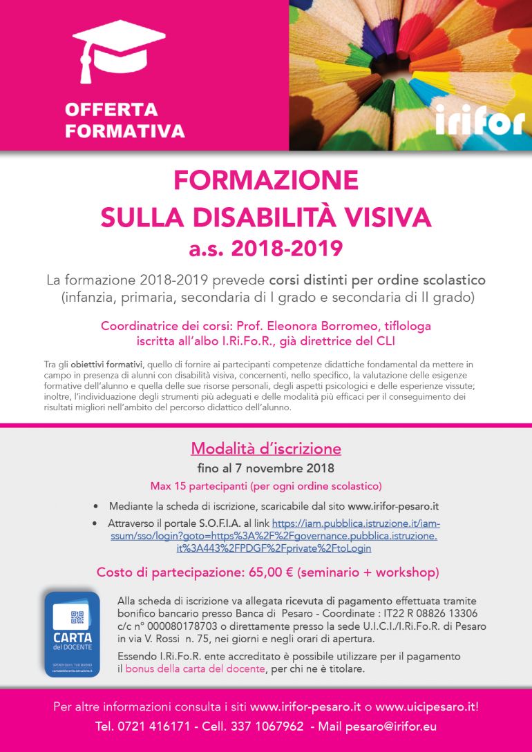 FORMAZIONE SULLA DISABILITA’ VISIVA  a.s. 2018/2019